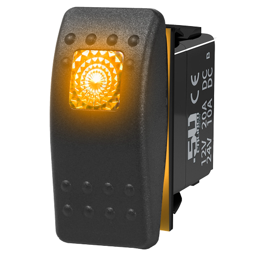 Orange | 50 Caliber Racing Momentary / OFF Waterproof Rocker Switch with Orange LED Backlight