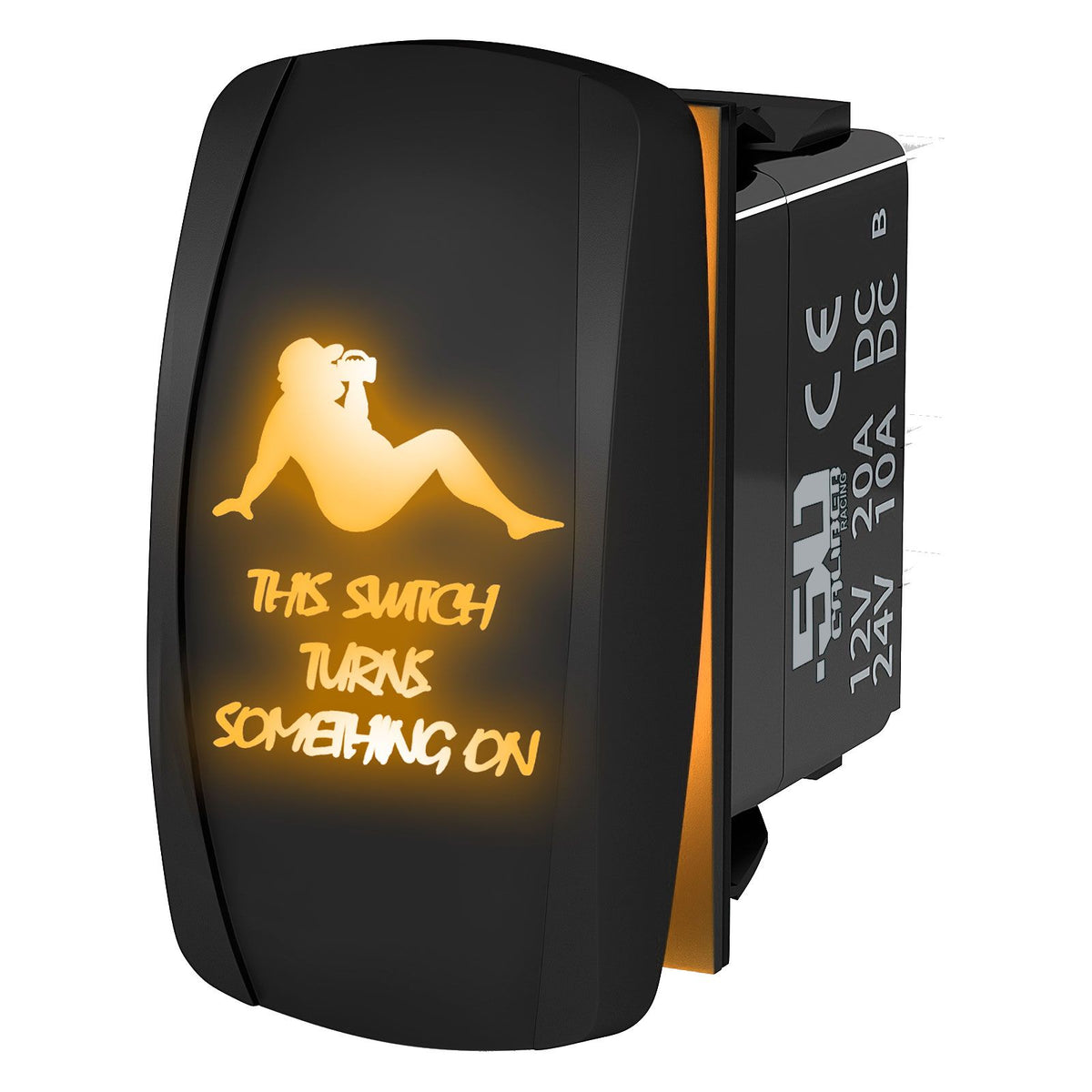 Orange | "This Switch Turns Something On" On/Off Rocker Switch Dad Bod Design Waterproof with Orange LED Illumination