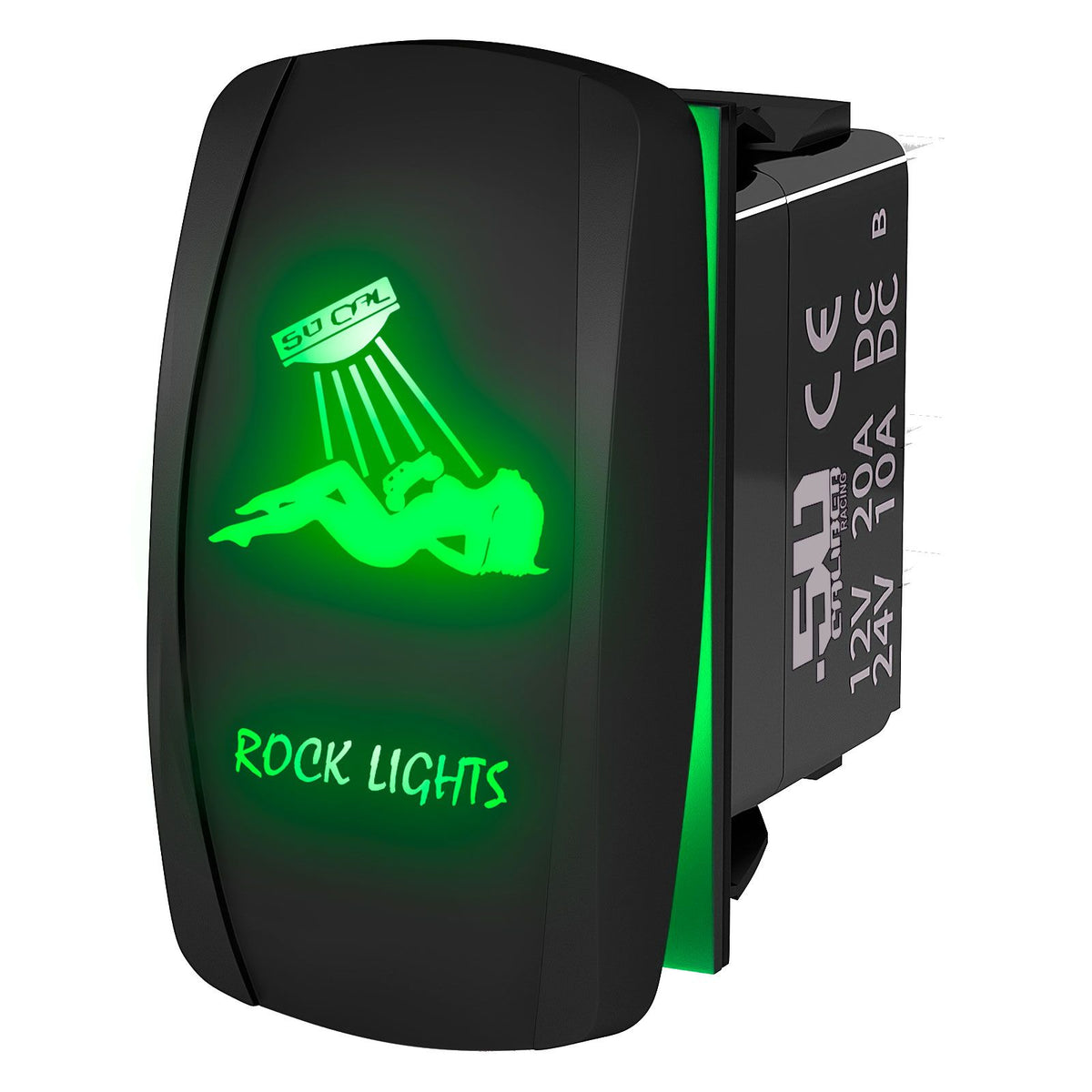 Green | "Rock Lights" - Sexy Girl On/Off Rocker Switch Laser Etched Design Waterproof with Green LED Illumination