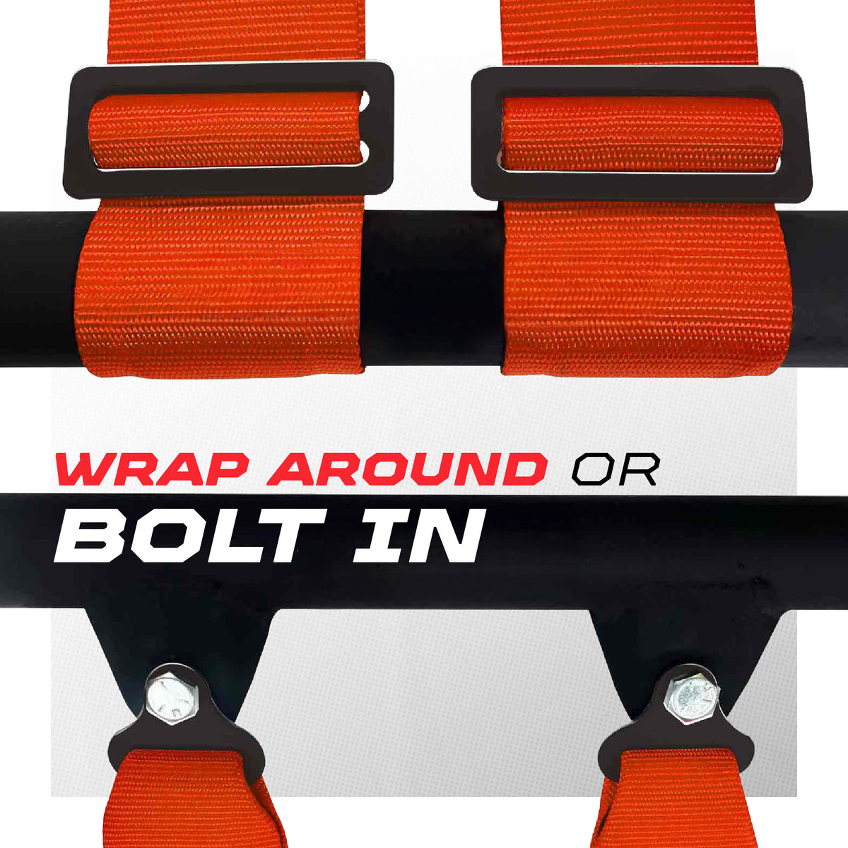 Blaze Orange | Orange | Pro Series UTV harness shoulder strap mounting options wrap-around or bolt-in Orange