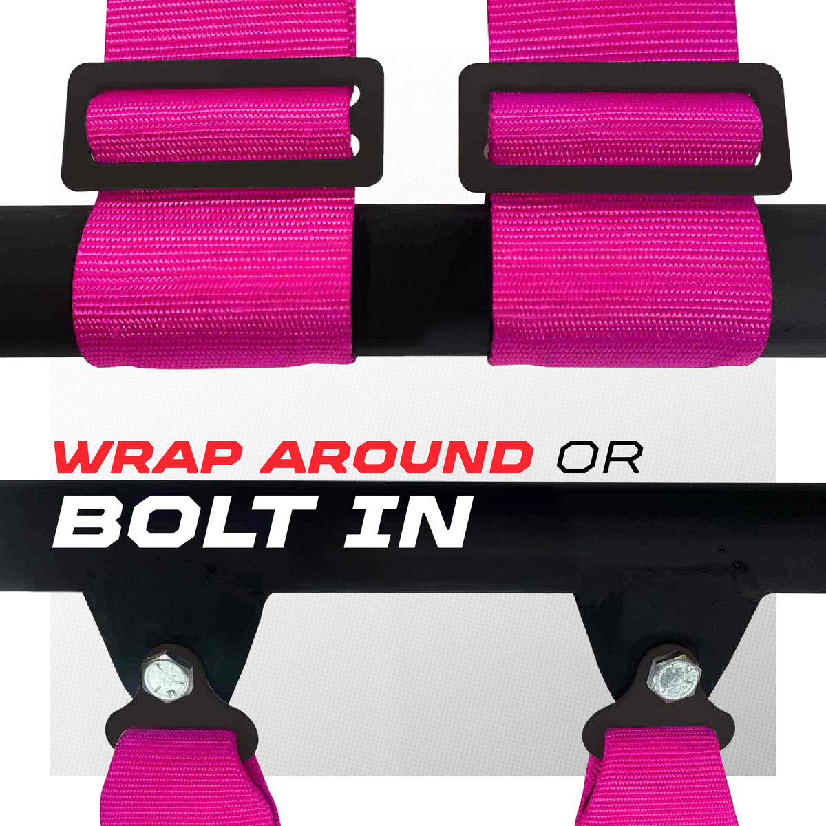 Rogue Pink | Pink | Pro Series UTV harness shoulder strap mounting options wrap-around or bolt-in Pink