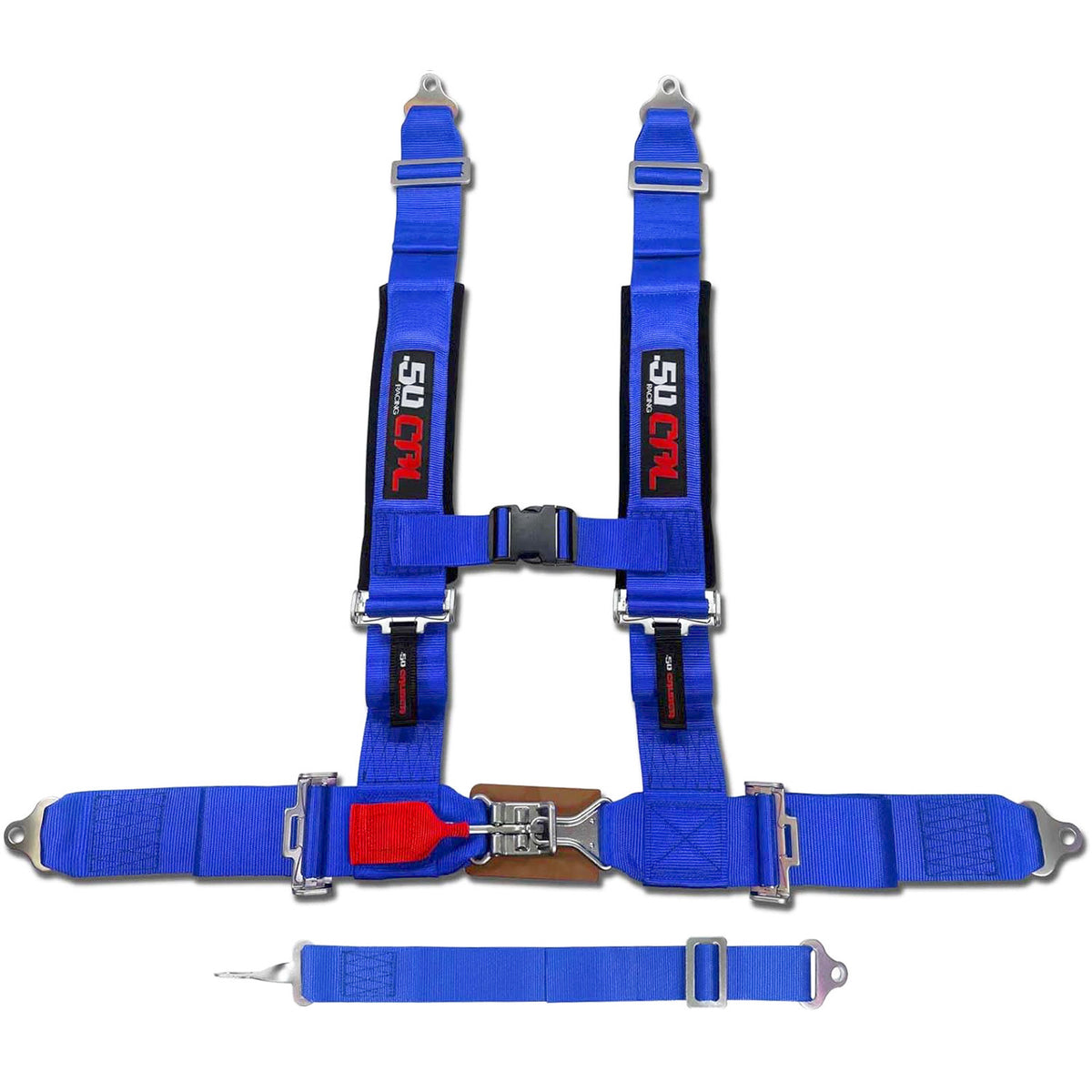 Nitro Blue | Blue | blue 5 point utv harness laid flat with premium webbing and hardware