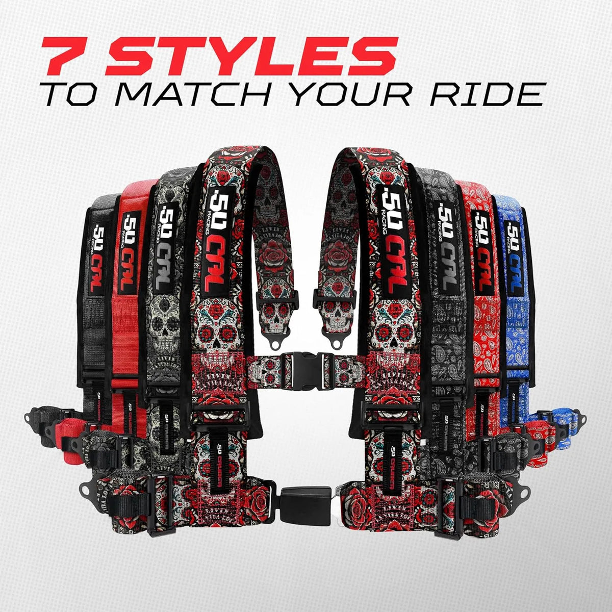 50 Caliber Racing Latch-style harnesses - Available in Several Styles to match your ride