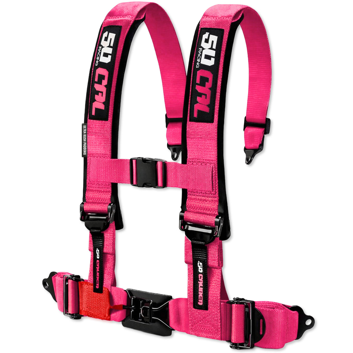 Nitro Pink | 50 Caliber Racing Elite Series Race Latch 4-point UTV harness Nitro Pink angled view