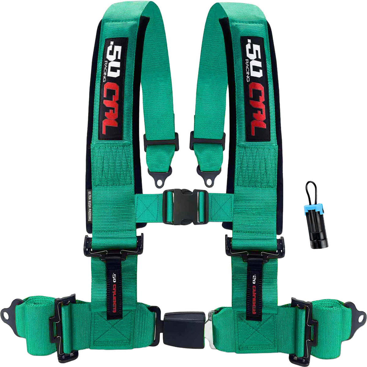 Tidal Teal | Teal | 50 Caliber Racing Pro Series Teal 4-point UTV harness with bypass for Polaris RZR and Can-Am Maverick X3