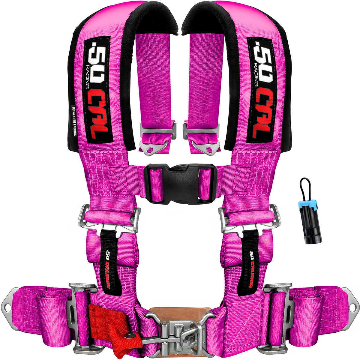 Rogue Pink | 50 Caliber Racing Pink 2" & 3" 4-Point UTV Harness for Polaris RZR / Can-am Maverick X3 w/ Bypass Plug