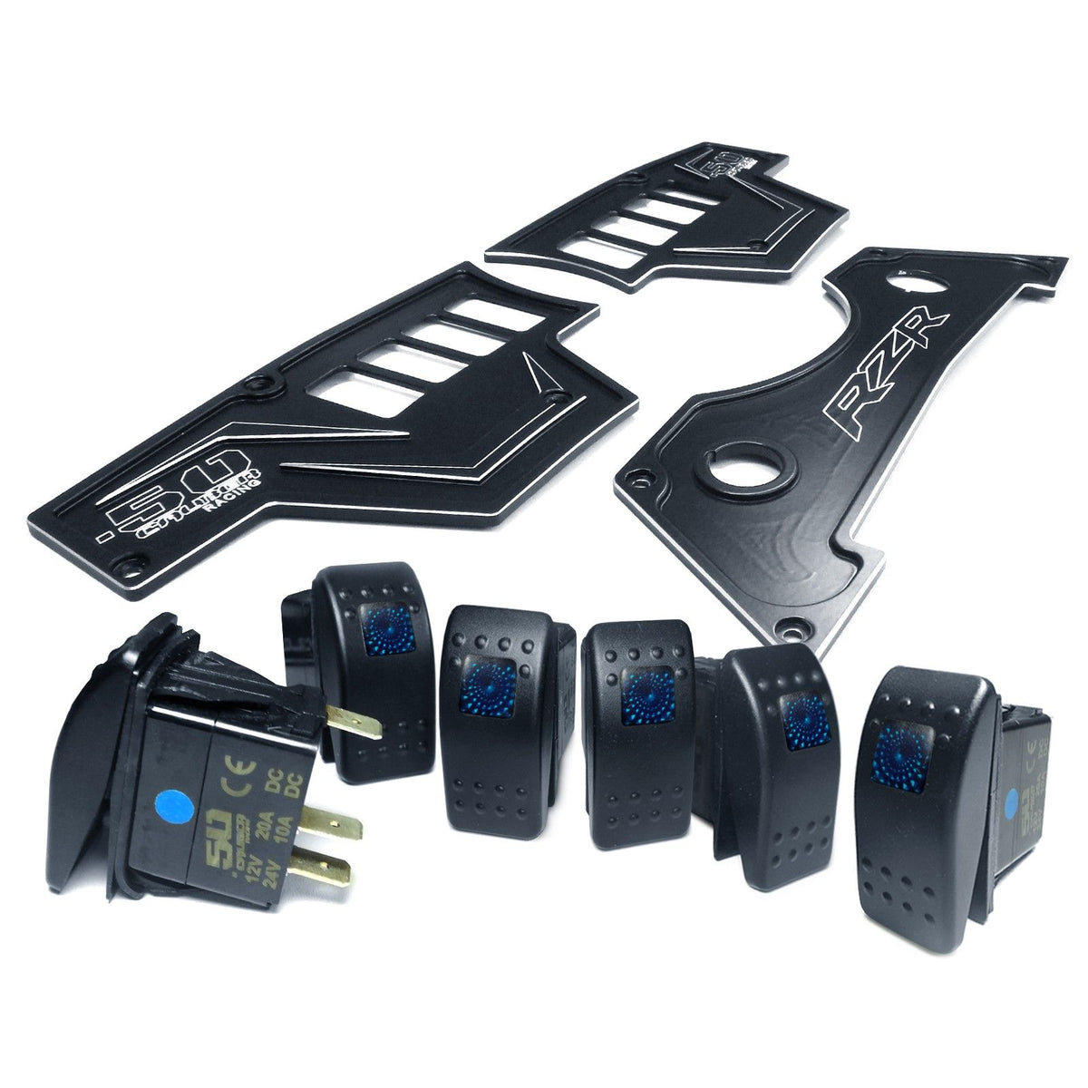 Black | RZR Billet Dash Switch Panel Kit 8 Hole