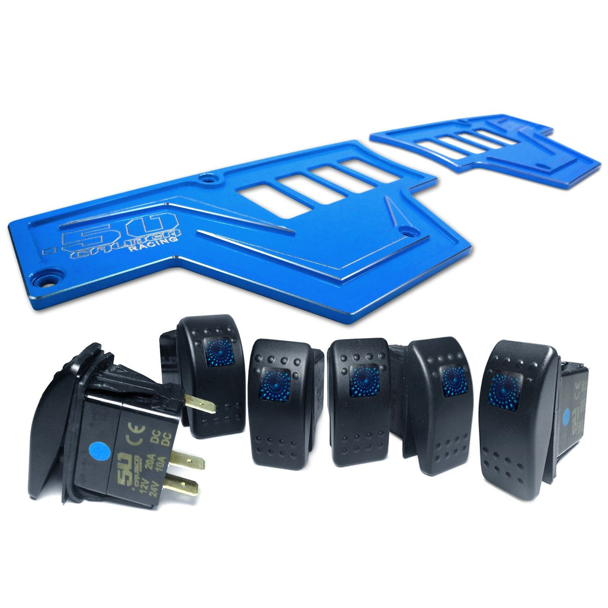 Voodoo Blue | RZR Billet Dash Switch Panel Kit 8 Hole