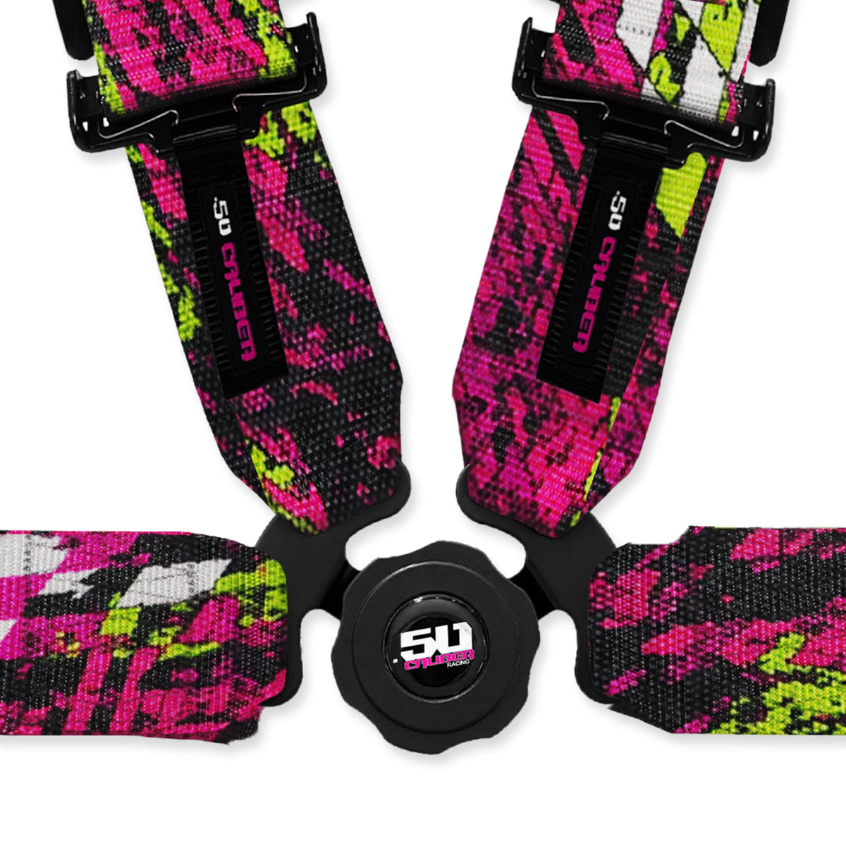 Checkered Chaos Pink | 50 Cal 4-Point UTV Harness Elite Camlock