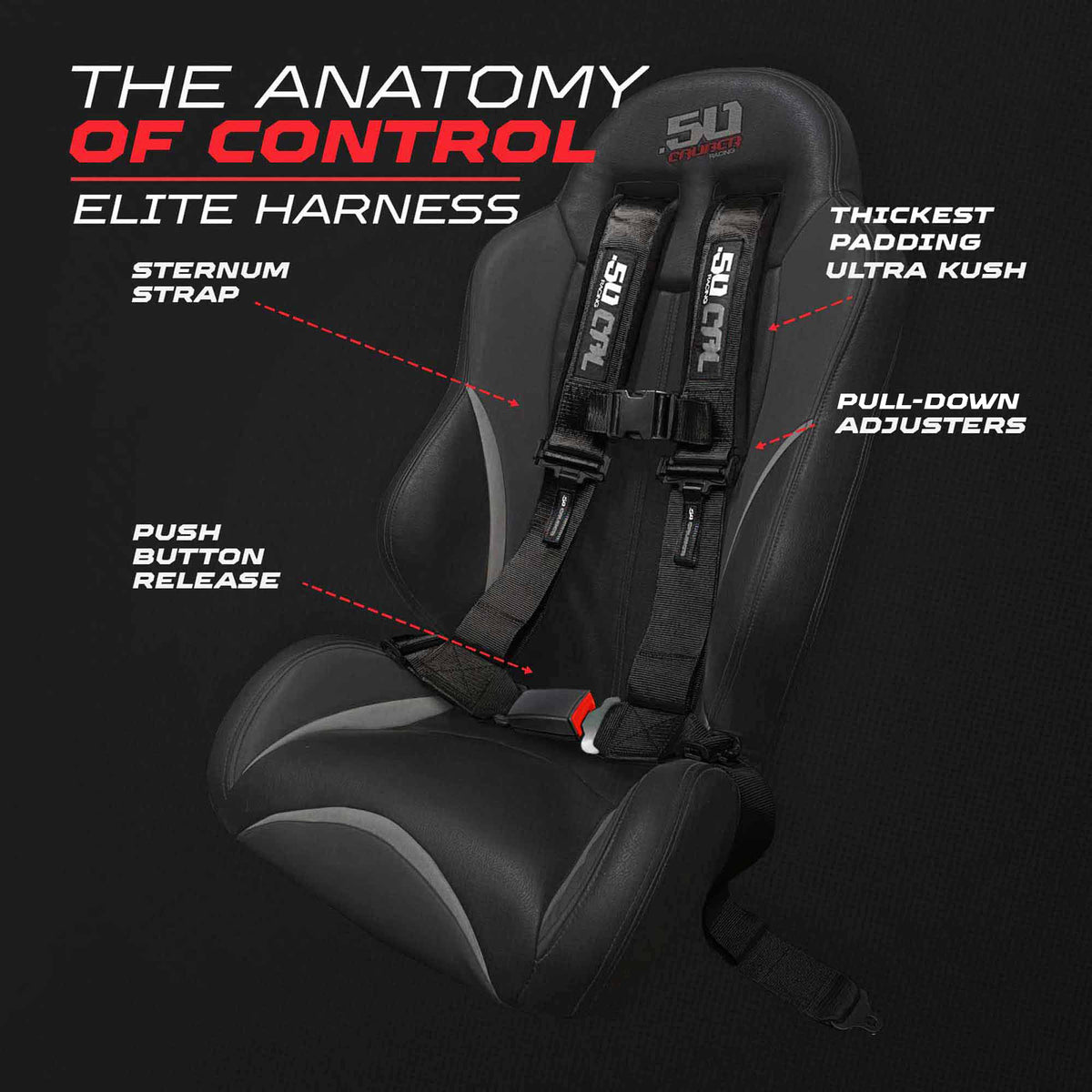 Stealth Black | 4 Point UTV Harness Elite Series Quick Lock