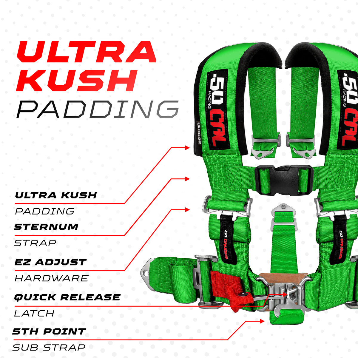 Venom Green | Green | 5 Point UTV Harness Pro Series Race Latch