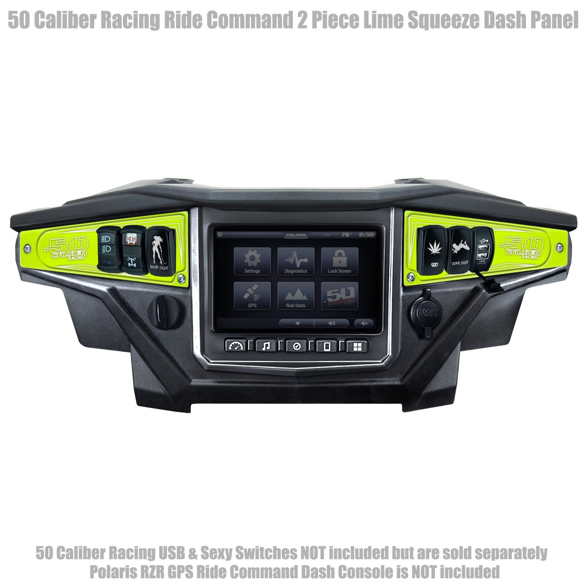 Lime Squeeze | Polaris Ride Command 6 Switch Dash Panel Lime Squeeze 2 Piece Kit