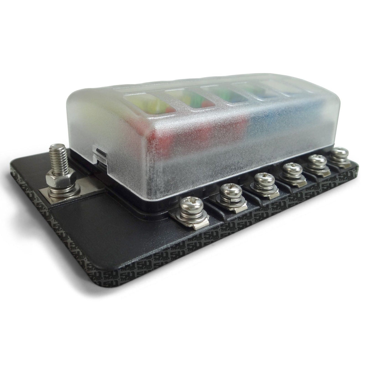 12 Way 12V Fuse Block - LED Indicators - Ring Terminals | Universal 12 Way Covered 12V Circuit Blade Fuse Box with LED Indicators and Accessories