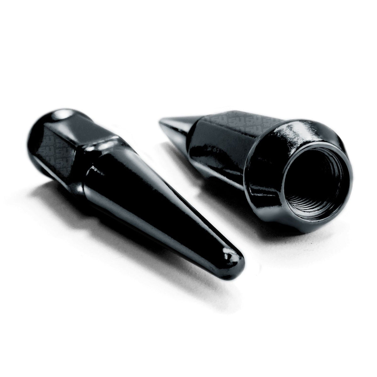 Black | 1/2 Inch Extended Spike Lug Nuts - Acorn Taper - 50 Caliber Racing - Black