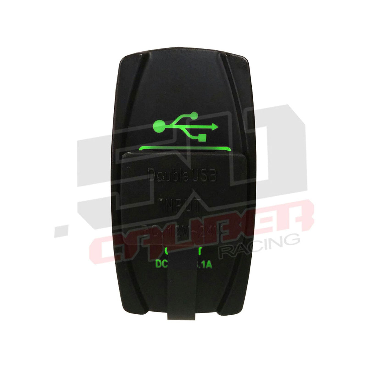 Dual USB Outlets in Rocker Switch Body | Illuminated 50 Caliber Racing Dual USB Rocker Switch - USB Type A
