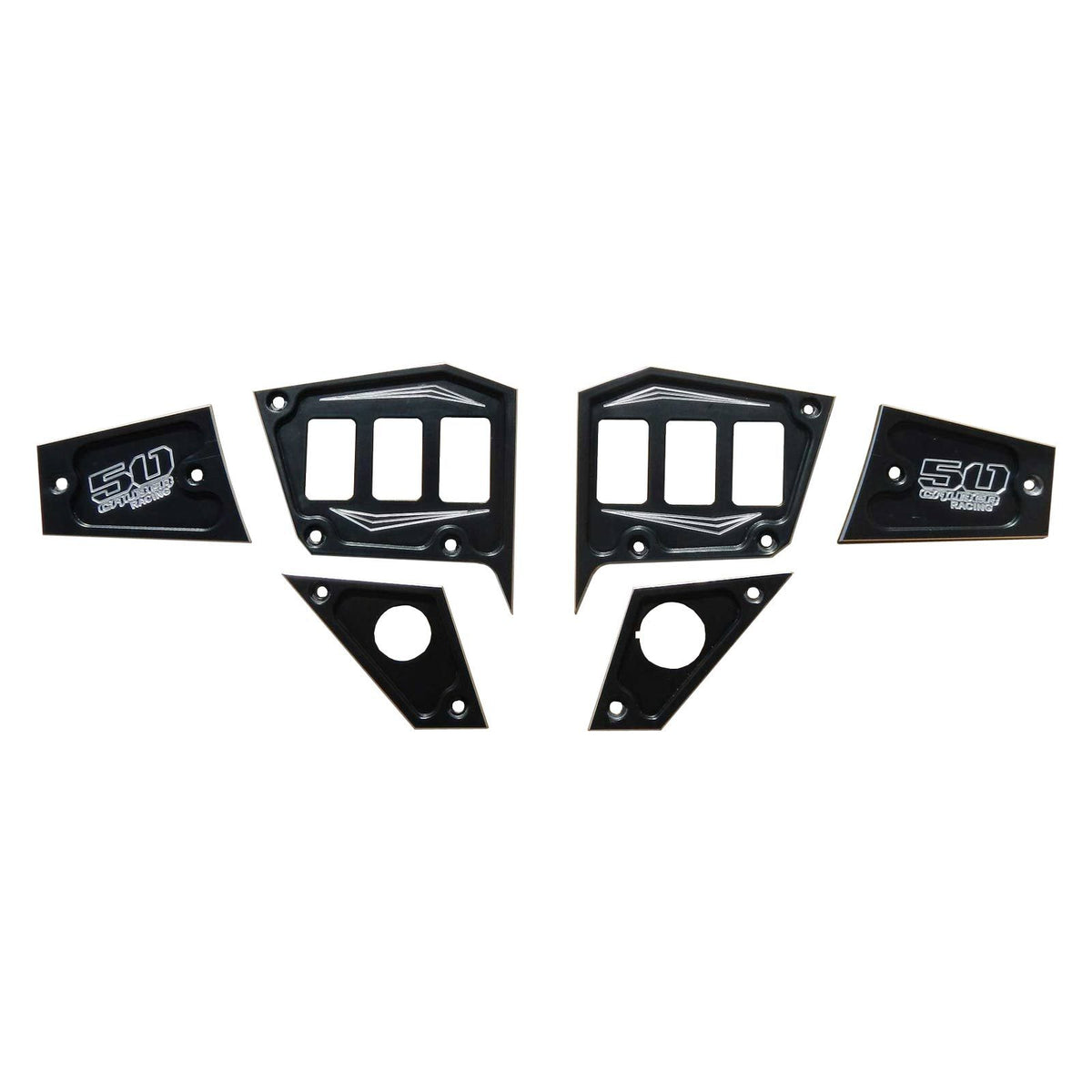 Black | 6 Pc CNC Billet Aluminum Dash panel - Polaris 1st Gen 4.3" GPS equipped RZR XP 1000, S 900 Turbo Stealth Black