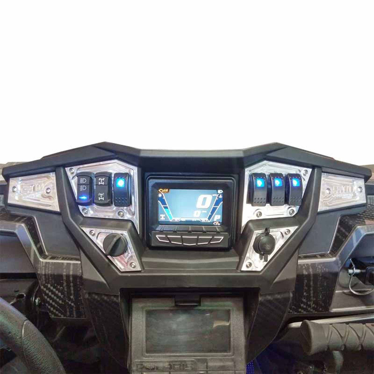 Raw Silver | 6 Pc CNC Billet Aluminum Dash panel - Polaris 1st Gen 4.3" GPS equipped RZR XP 1000, S 900 Turbo Raw Silver