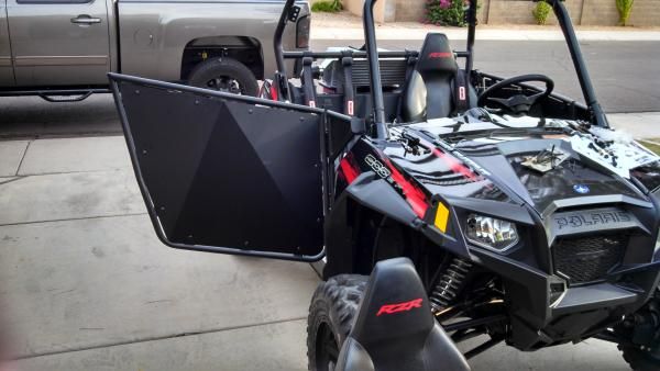 Polaris RZR Full Doors - 570 800 XP900 | 50 Caliber Racing RZR Doors with Slam Latches - Aluminum Panels on Black Frame