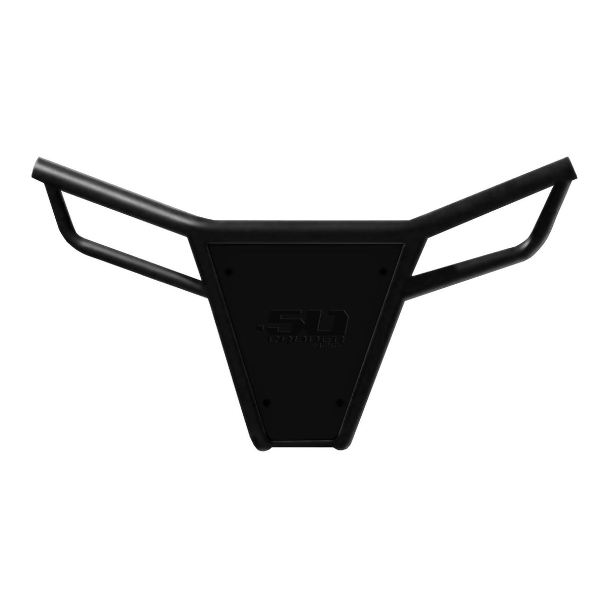Polaris RZR 570 800 XP 900 Tubular Front Bumper with Skidplate | 50 Caliber Racing RZR Front Bumper - Black Powdercoat frame with Black Aluminum Skidplate and Light Bar Tabs