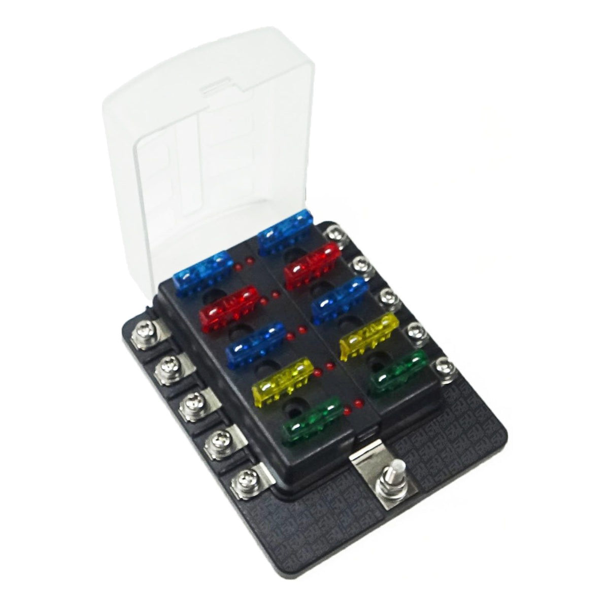 10 Way 12V Circuit Fuse Block - LED Indicators - Ring Terminals | 10 Way 12V Circuit Fuse Block - LED Indicators - Ring Terminals