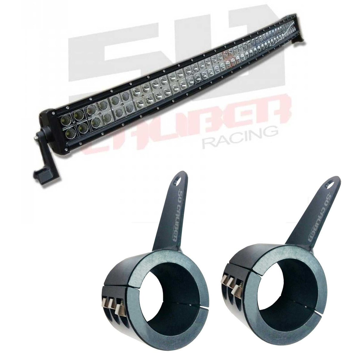 50" Curved LED Light Bar with A-Pillar Brackets - Yamaha Rhino 2004-2013 | LED Light Bar Mounting Bracket COMBO for Yamaha Rhino - Includes Brackets and 50" Curved (Radius) LED Light Bar