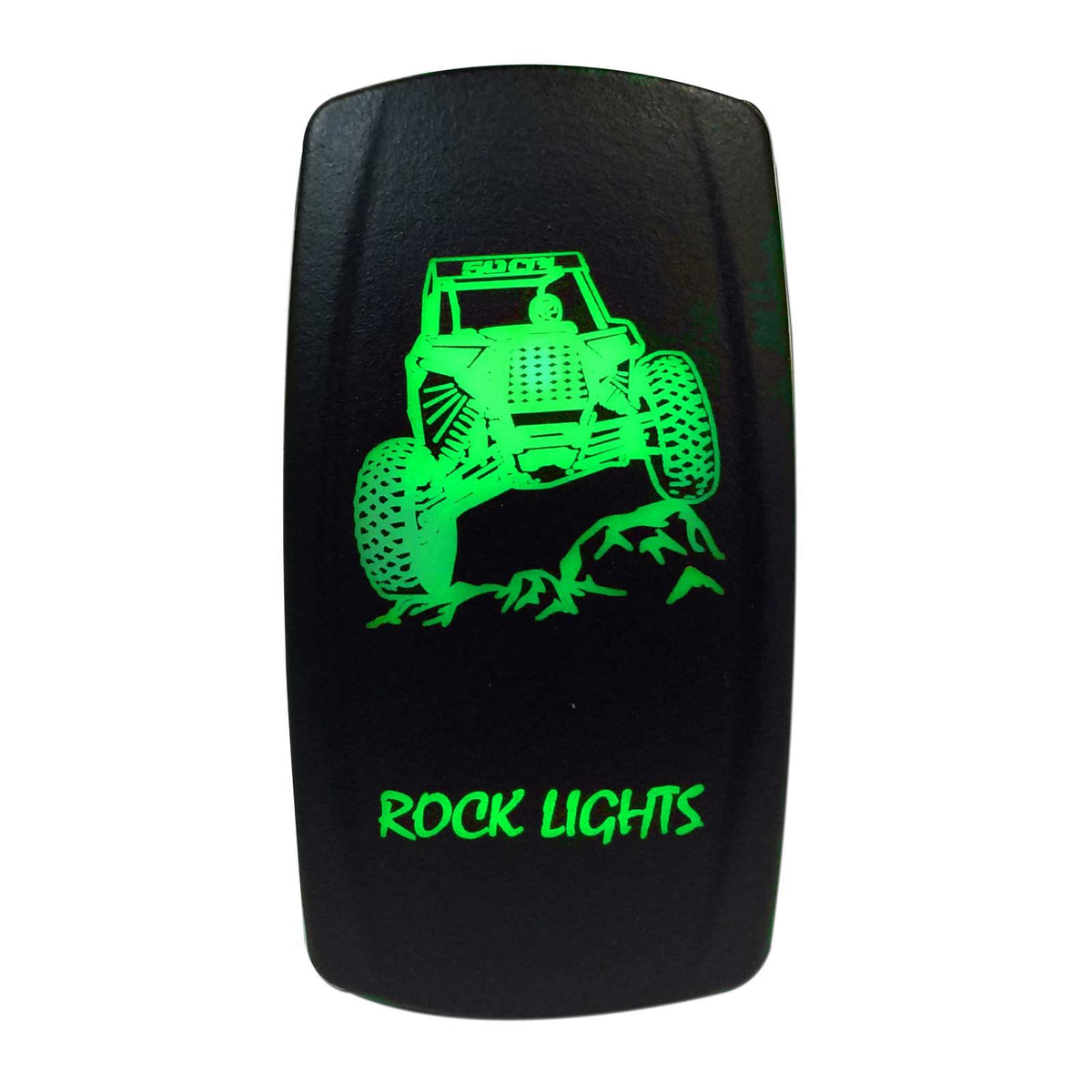 Green | "Rock Lights" with RZR - On/Off Rocker Switch Laser Etched Design Waterproof with Green LED Illumination