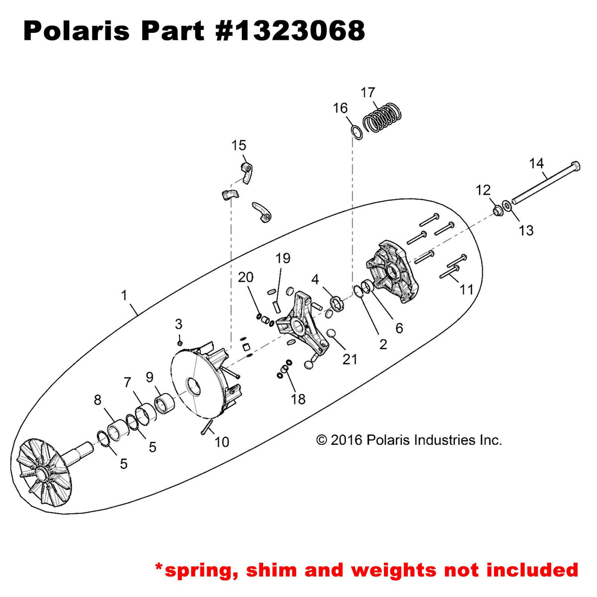 OEM Polaris RZR & General Primary Clutch 1323068 | OEM Polaris Primary Clutch Part Number 1323068 - 2014-18 XP1000