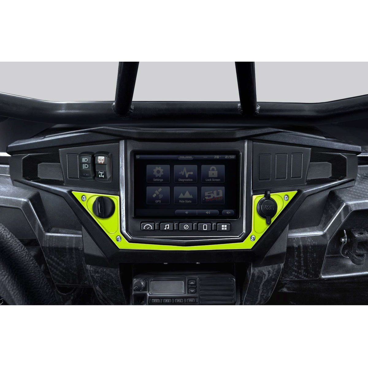 Lime Squeeze | Polaris Ride Command Center Dash Panel - Lime Squeeze - Shown Installed