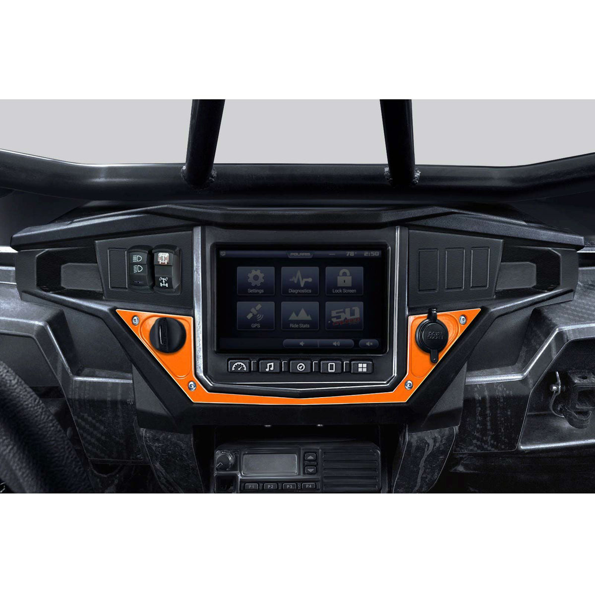 Orange | Polaris Ride Command Center Dash Panel - Orange Madness - Shown Installed