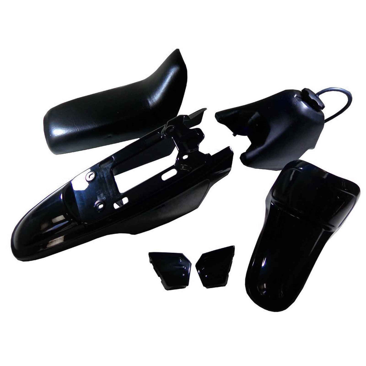 Black | 50 Caliber Racing Replacement Plastic, Tank and Seat Kit for Yamaha PW50 Pit Bikes
