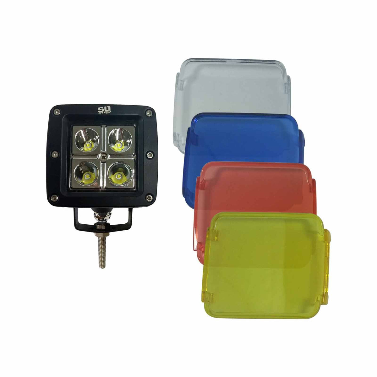 2 Inch LED Pod Light with Multi-colored Covers | 50 Caliber Racing 2 Inch LED Pod Light with Multi-colored Lens Covers