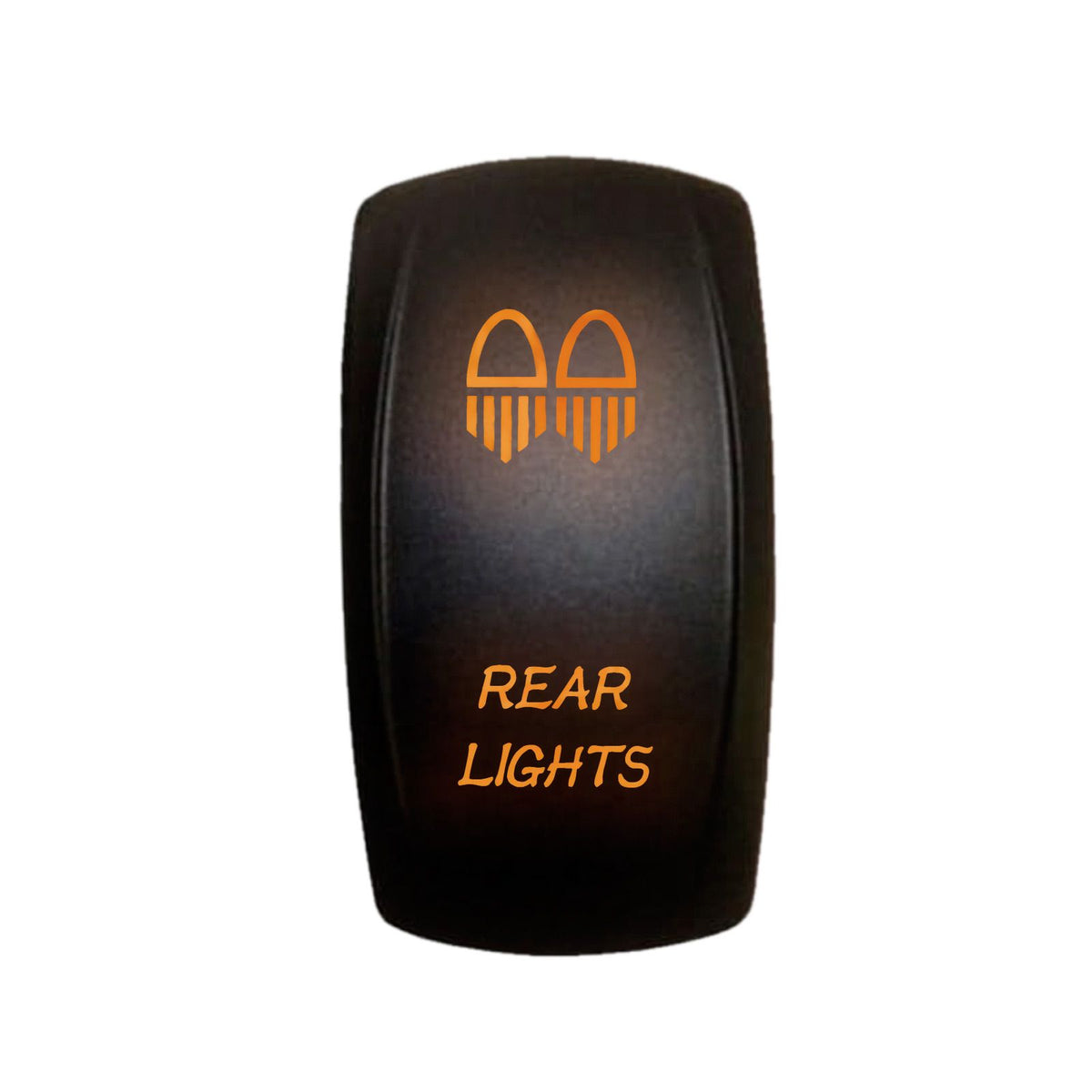 Orange | Illuminated 50 Caliber Racing On/Off Rocker Switch with laser etched design - "Dual Rear Lights"