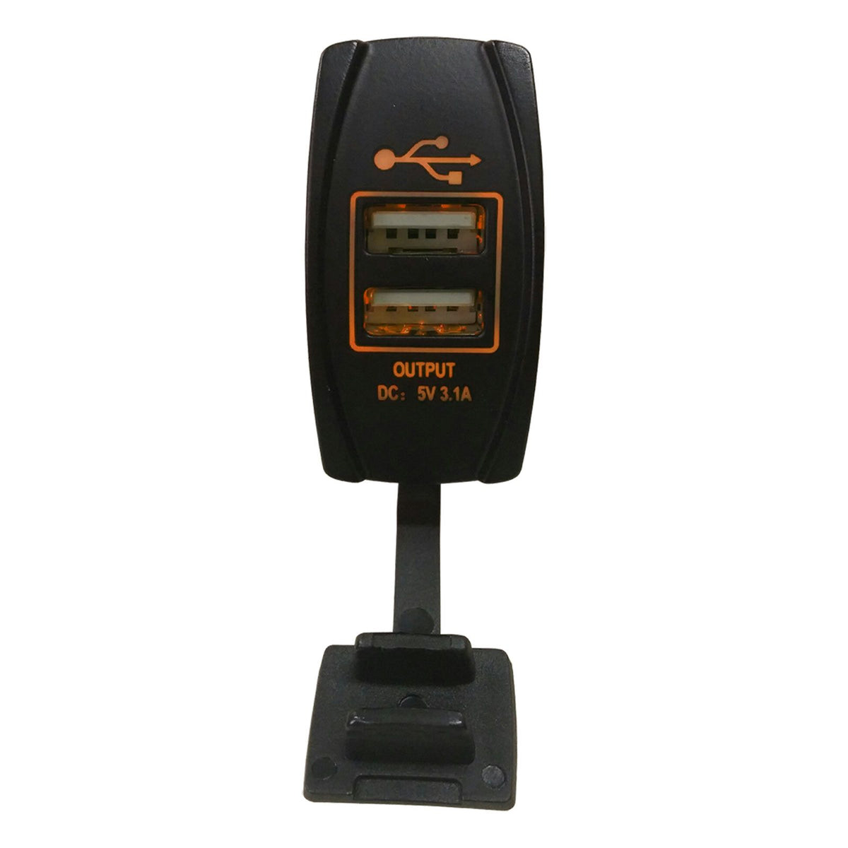 Orange | Illuminated 50 Caliber Racing Dual USB Rocker Switch - USB Type A