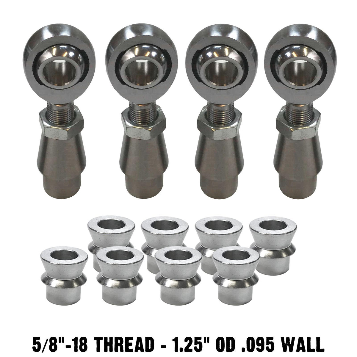 | 5/8-18 Sway Bar Link Rod End Kit - 1.25" OD .095 Wall Round Tubing - WITH Spacers