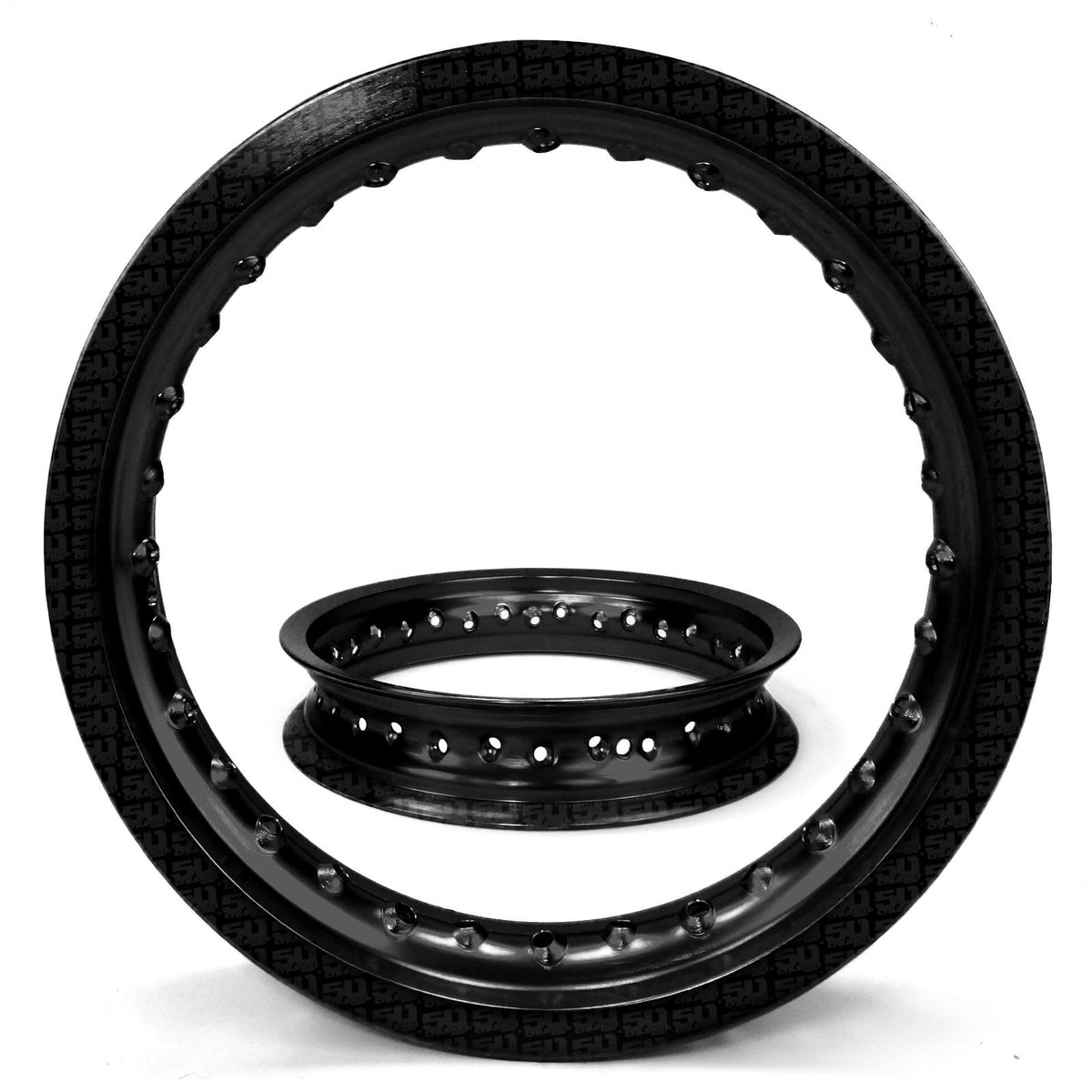 Black | Set of 2 Pit Bike Rims 10 Inch 28 Hole with Spokes - Black Anodized