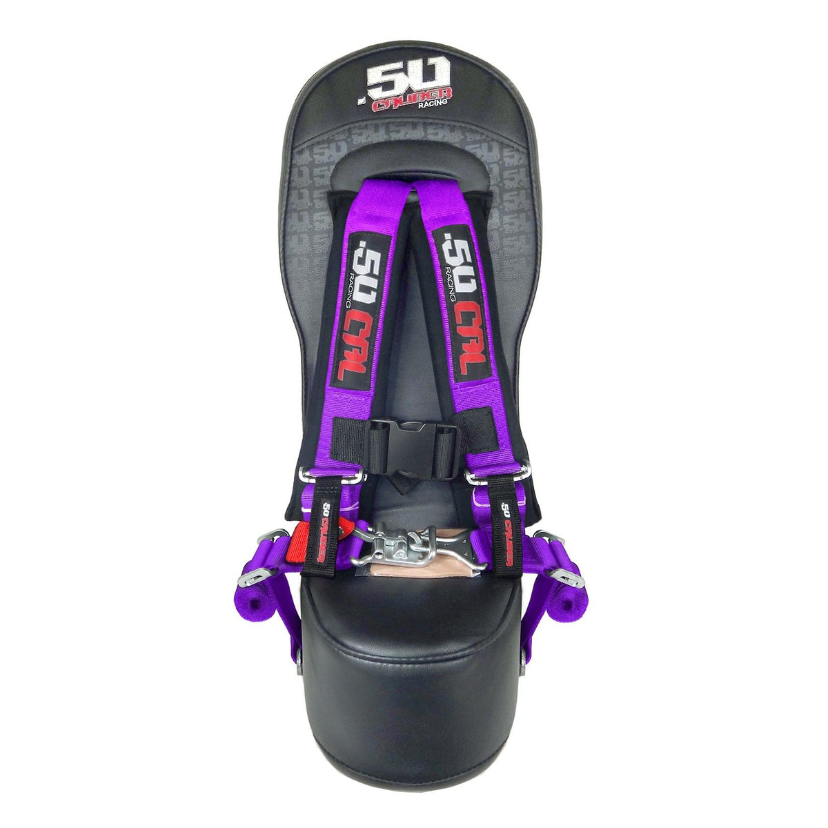 Purple | 50 Caliber Racing Rear Bump Seat with 2" Safety Harness for Kawasaki Teryx 4 Seater - Purple Harness