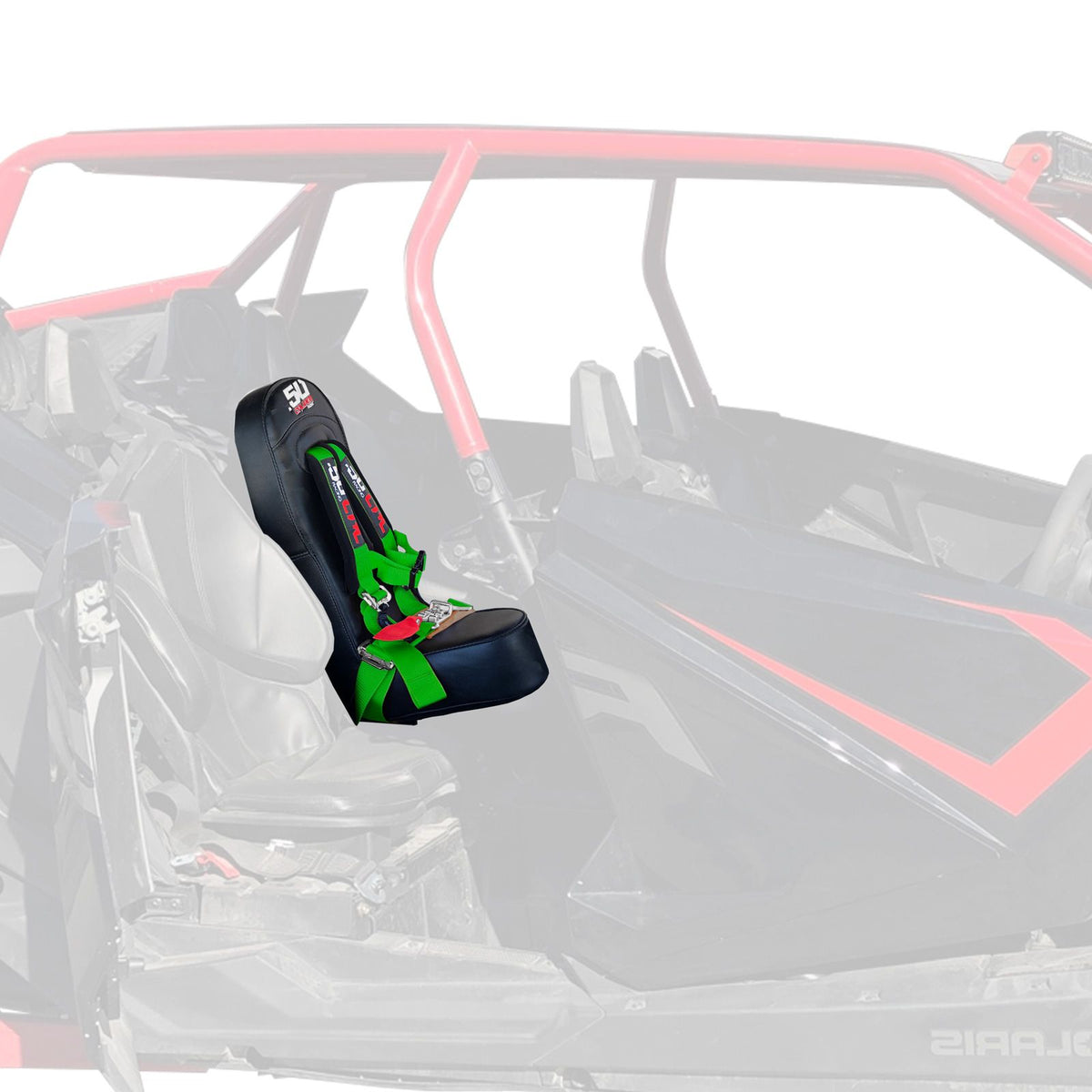 Venom Green | RZR PRO XP 4 Rear Bump Seat & GREEN 4 Point Safety Harness