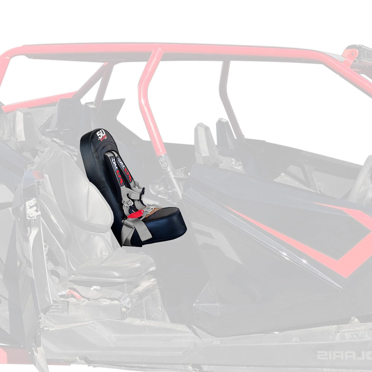Ghost Gray | RZR PRO XP 4 Rear Bump Seat & SILVER 4 Point Safety Harness