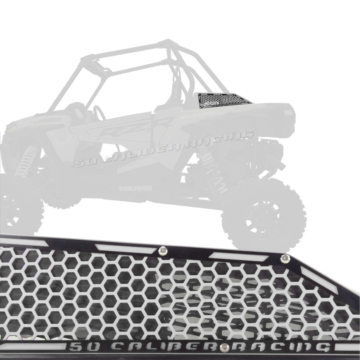 Laser Cut Steel Side Intake Grilles for RZR XP Turbo | Laser Cut Air Intake Grille Bezels for RZR XP Turbo White / Black Two Tone Powdercoat