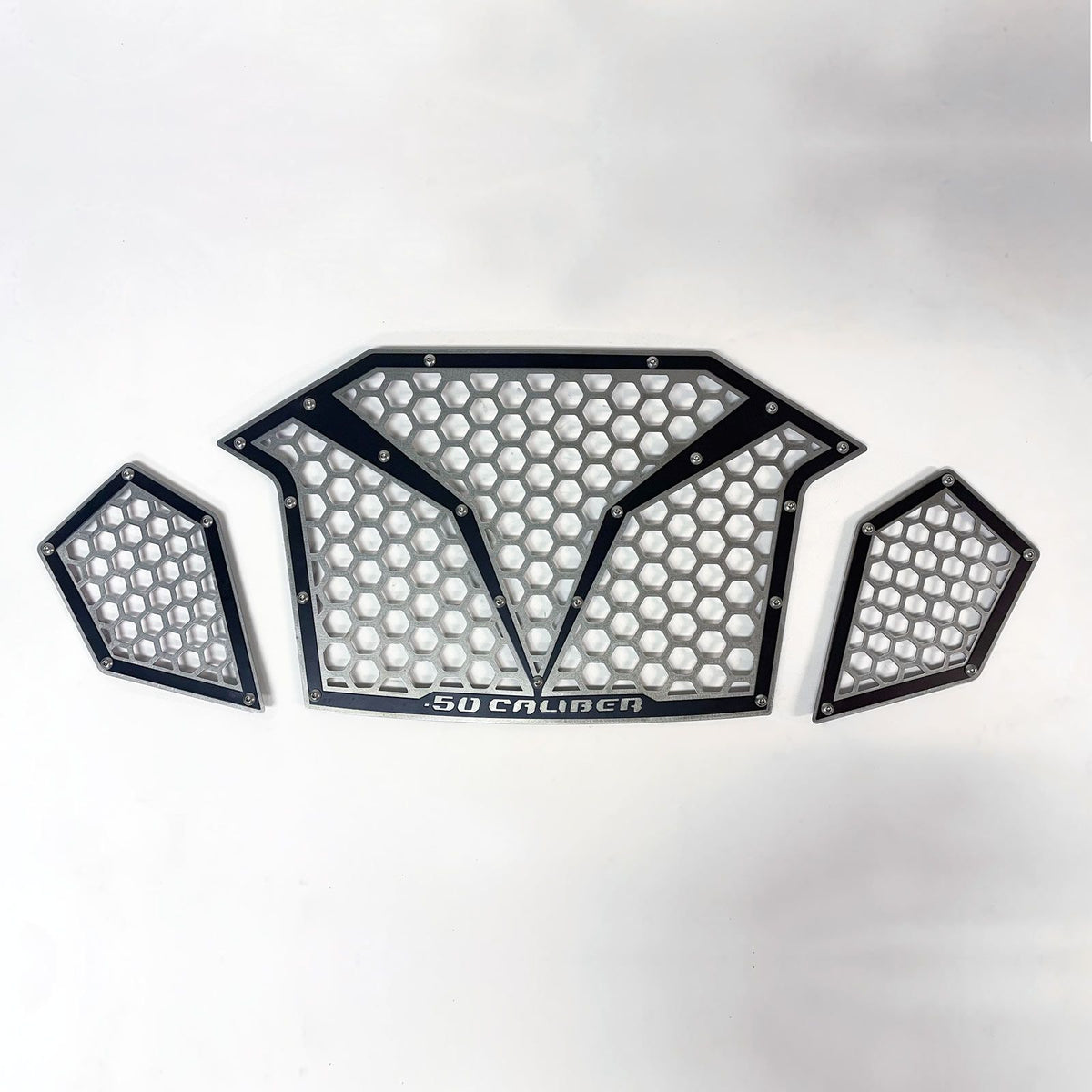 Raw Clear / Black | 3 Piece Laser Cut Steel Grille RZR PRO R & Turbo R Clear Powdercoat over Raw