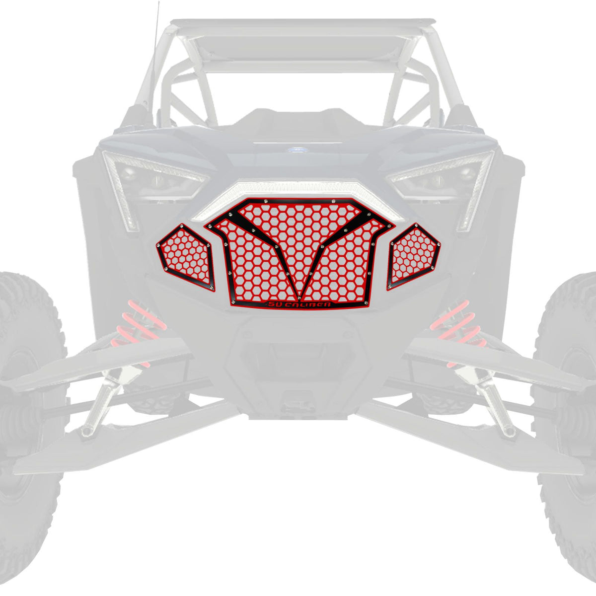 Red / Black | 3 Piece Laser Cut Steel Grille RZR PRO R & Turbo R Red Powdercoat