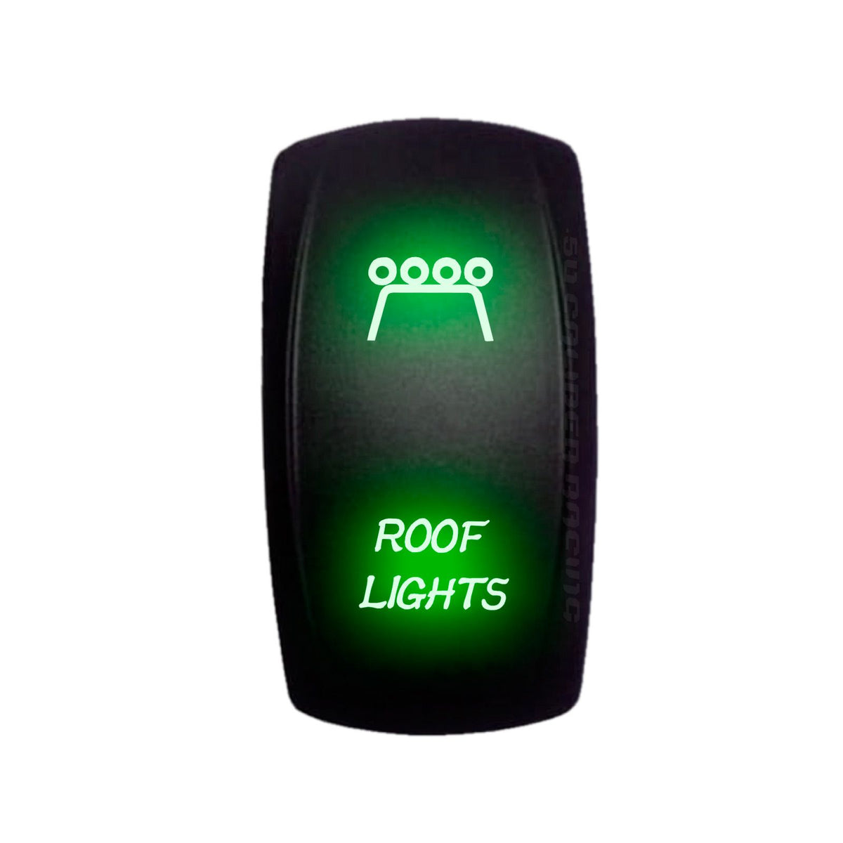 Green | "Roof Lights" On/Off Rocker Switch Laser Etched Design Waterproof with Red LED Illumination