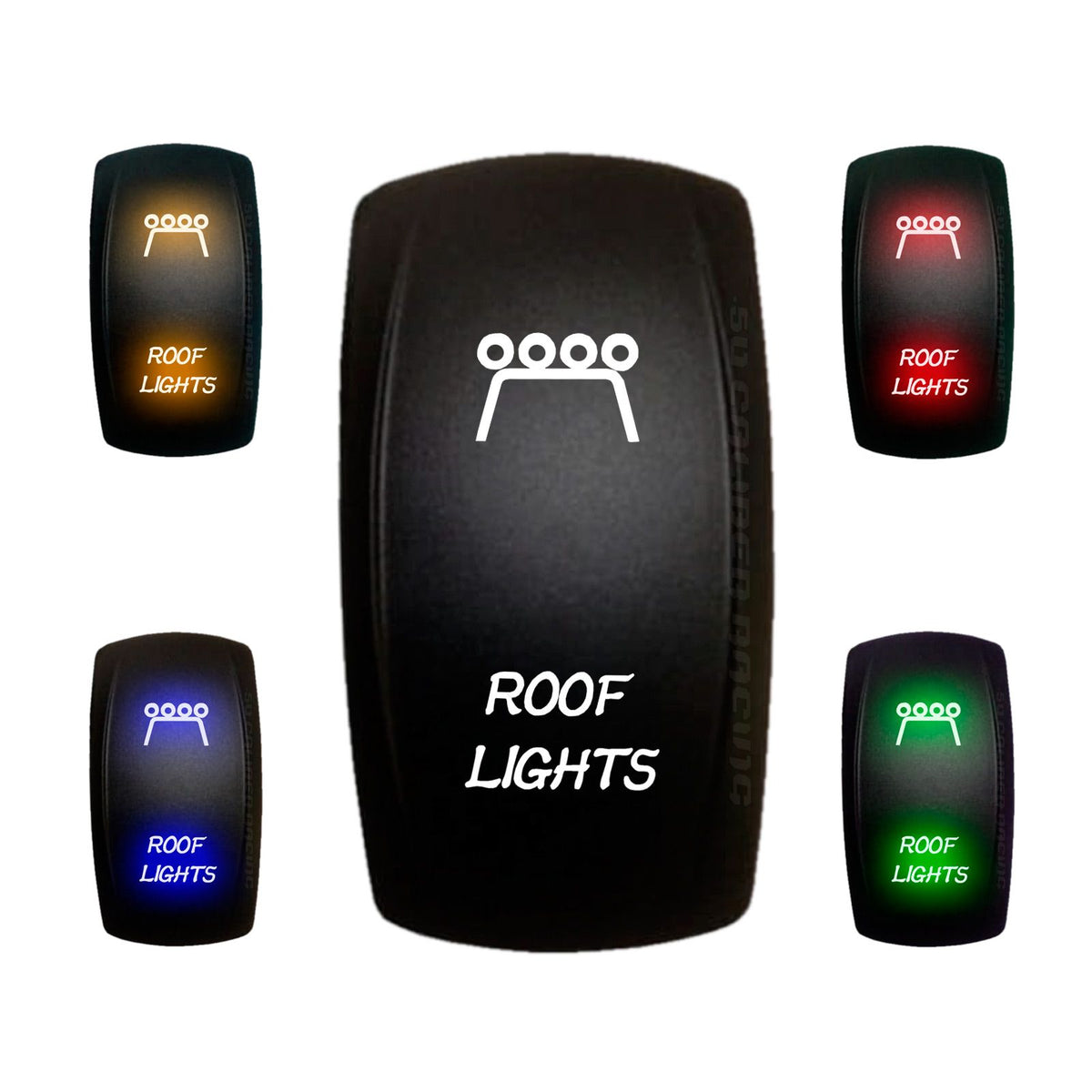 Roof Lights - 12V On/Off Rocker Switch Marine Grade | "Roof Lights"On/Off Rocker Switch with Red