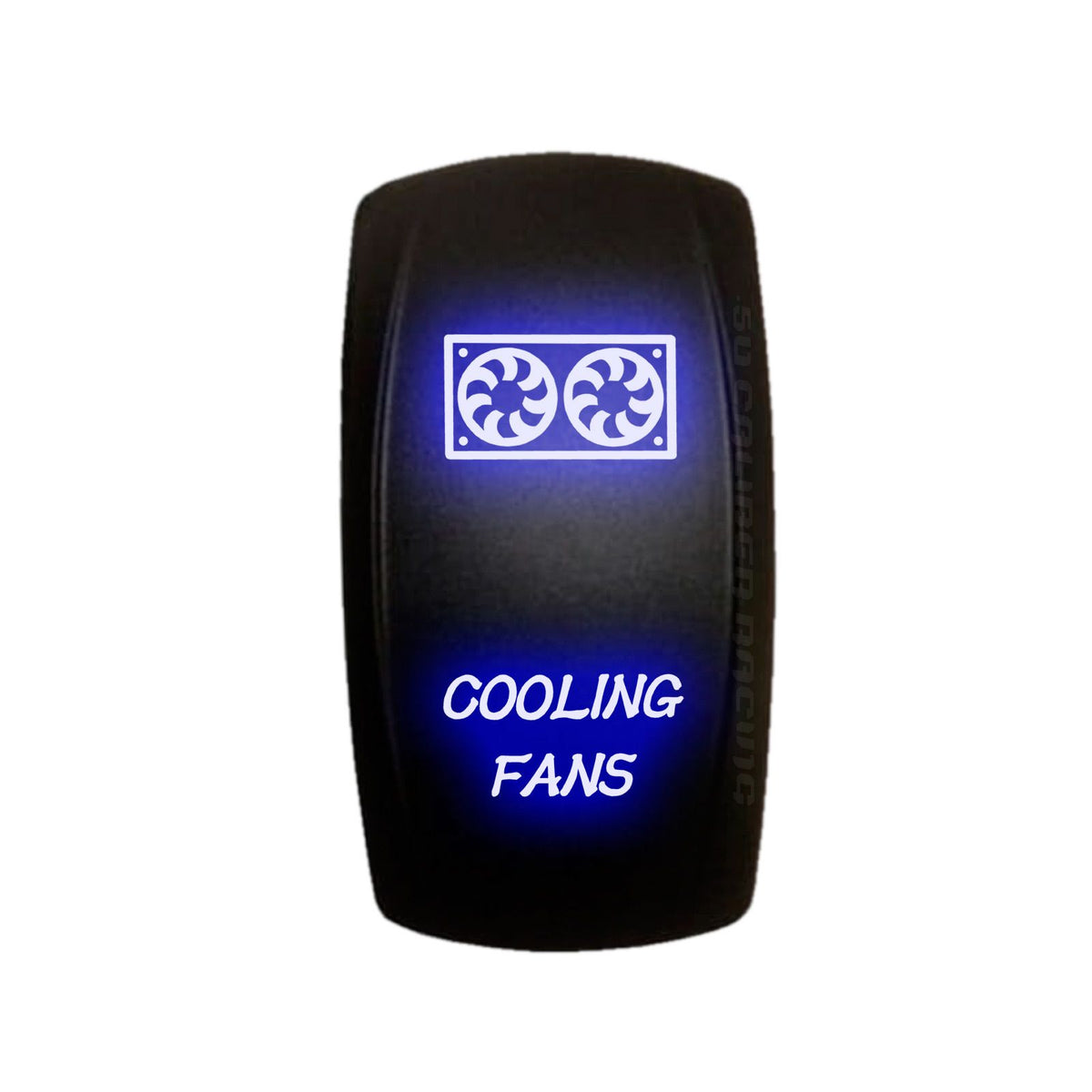 Blue | "Cooling Fans" On/Off Rocker Switch Laser Etched Design Waterproof with Orange LED Illumination