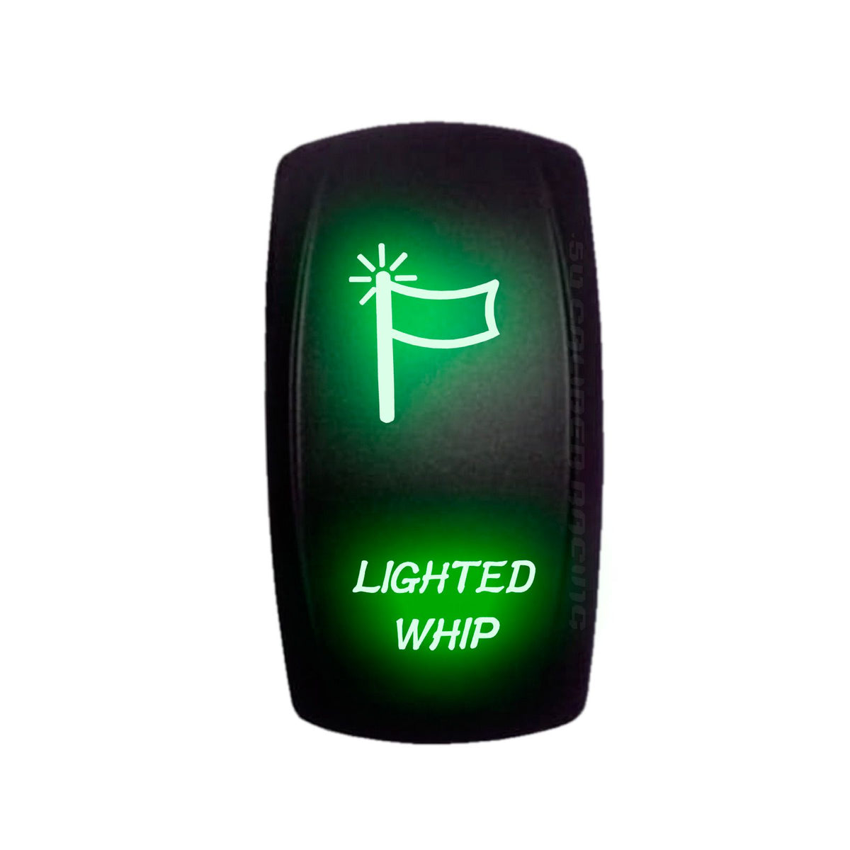 Green | "Lighted Whip" On/Off Rocker Switch Laser Etched Design Waterproof with Orange LED Illumination