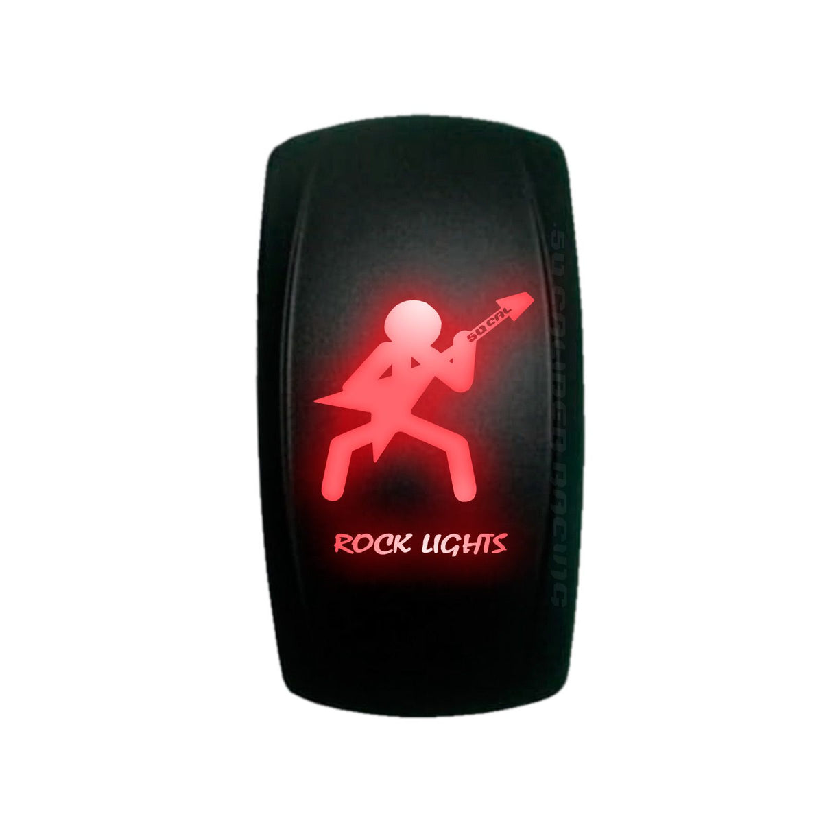 Red | "Rock Lights" with Guitar Dude - On/Off Rocker Switch Laser Etched Waterproof with Red LED Illumination