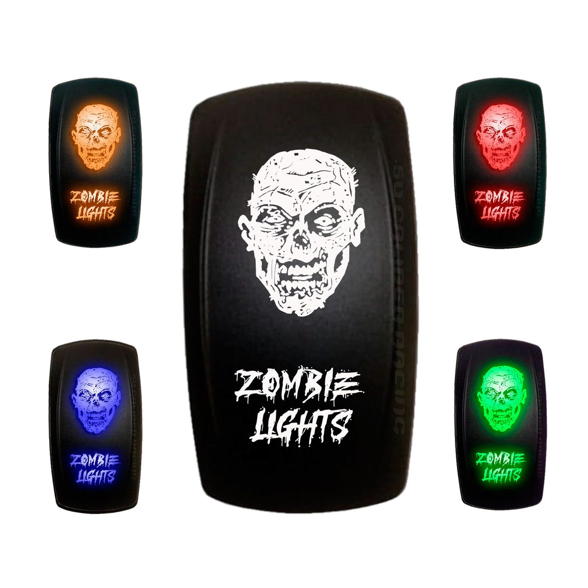 Zombie Lights Face - 12V On/Off Rocker Switch Marine Grade | "Zombie Lights" with Face On/Off Rocker Switch Waterproof Marine Rated