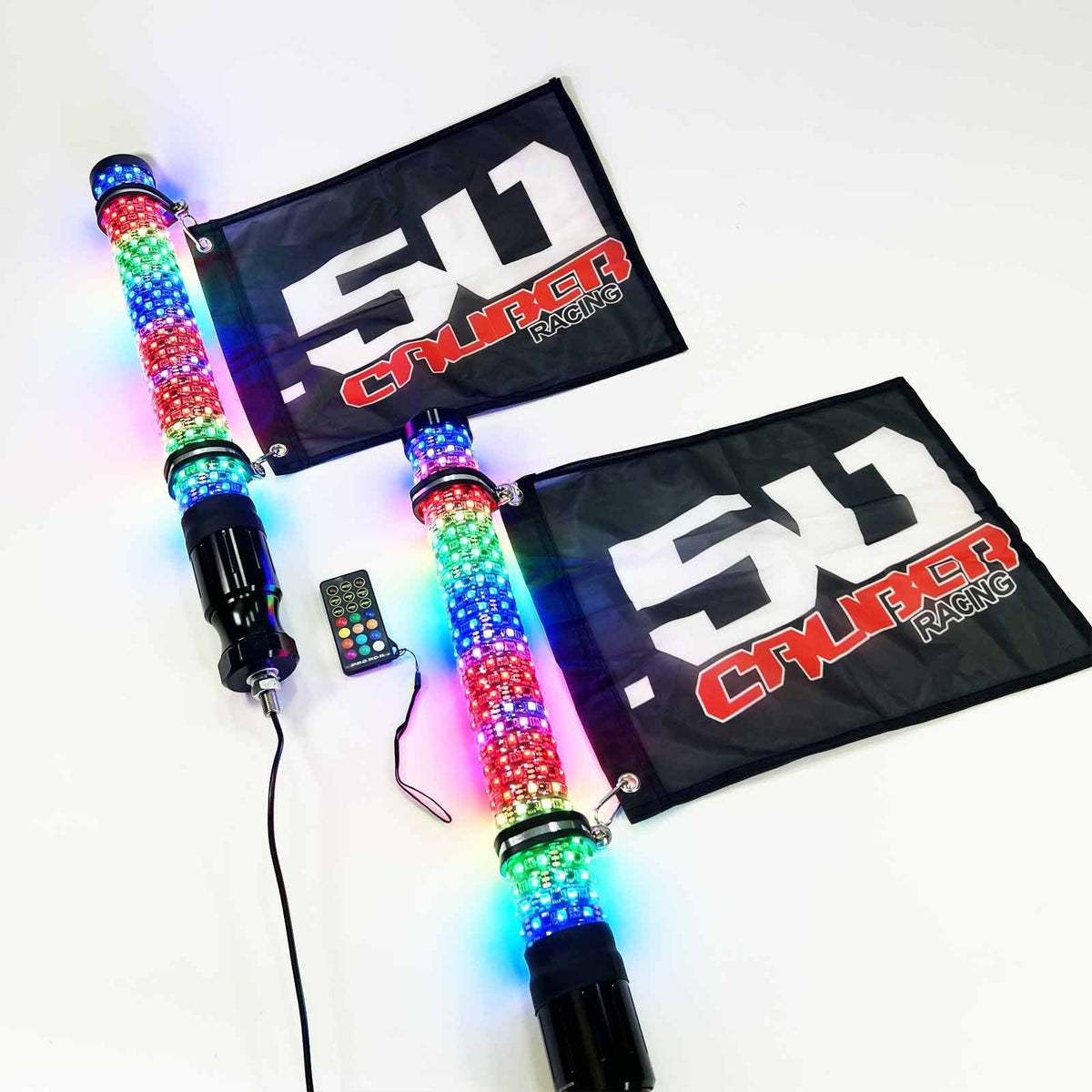 PAIR of Fat LED Whips | PAIR of 50 Caliber Racing Fat LED Whips