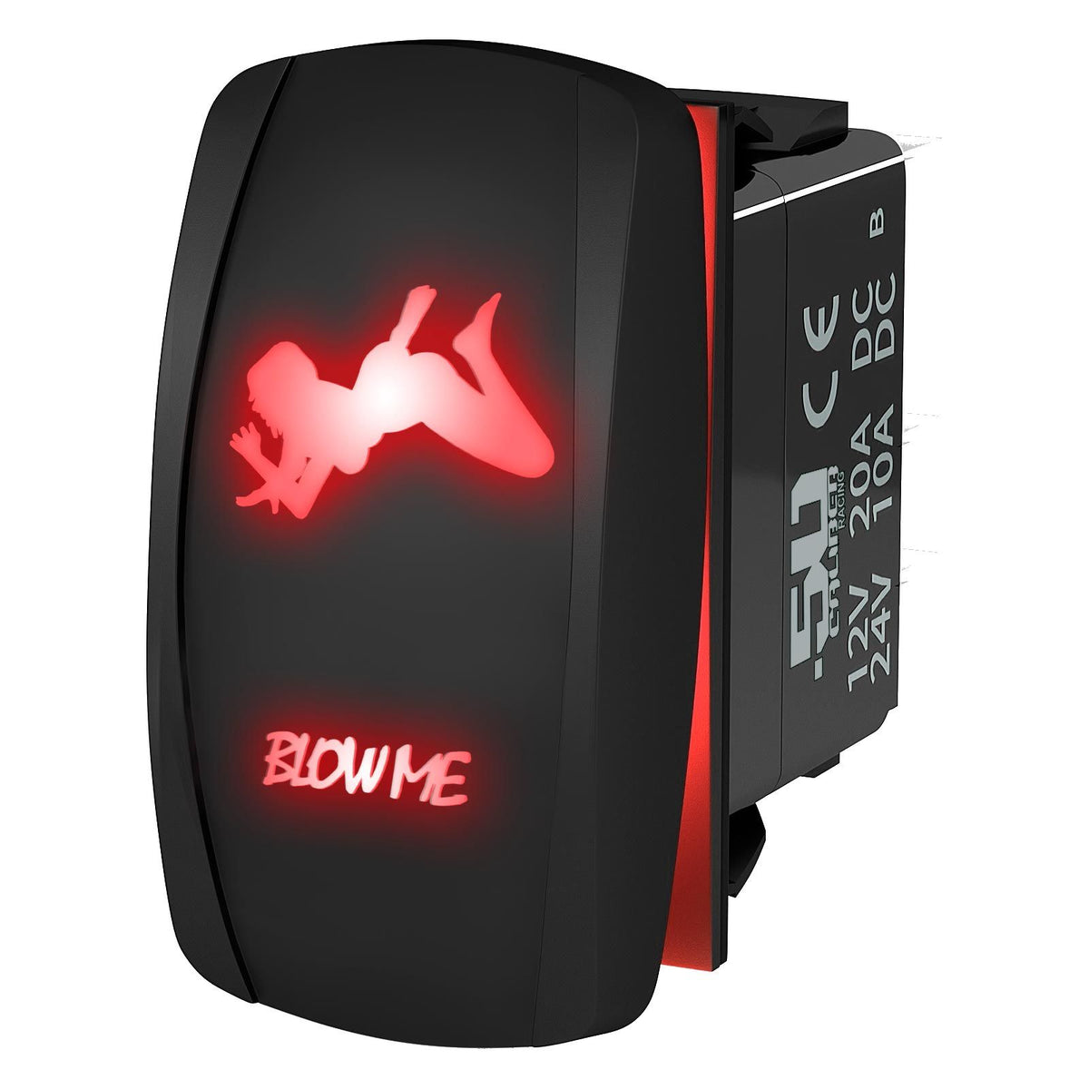 Red | Waterproof on/off rocker switch “Blow Me” sexy silhouette design with red LED illumination – carling style 12v utv atv marine sw