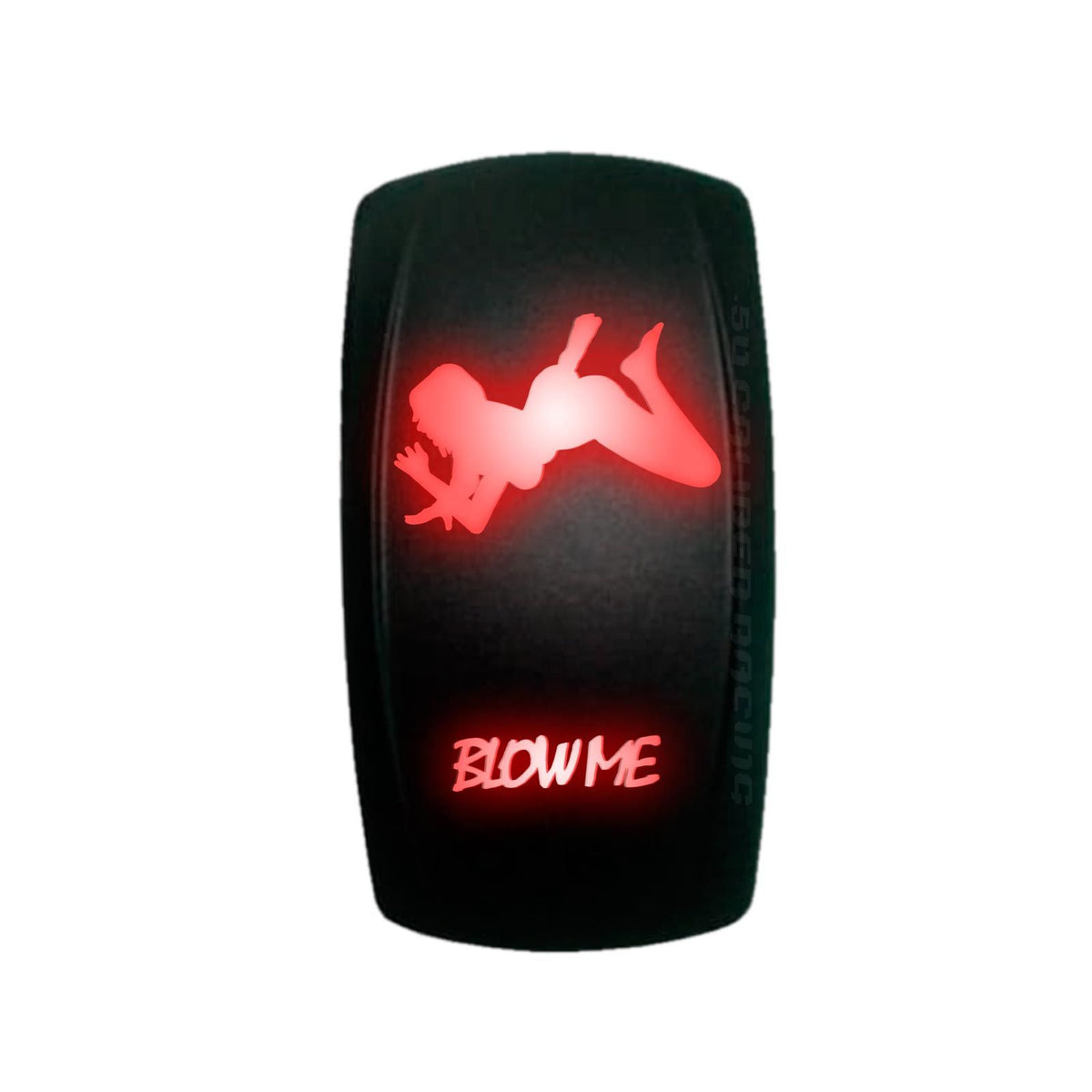 Red | “Blow Me” sexy silhouette rocker switch with red LED illumination – waterproof carling style switch for utv, atv, and marine 12v
